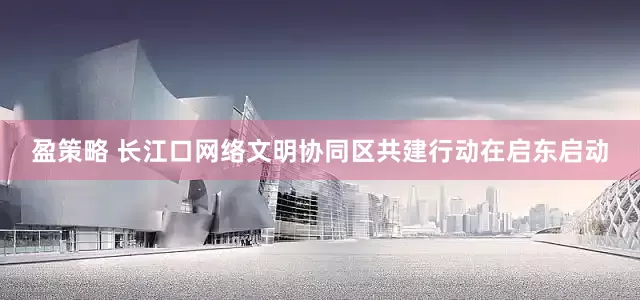 盈策略 长江口网络文明协同区共建行动在启东启动